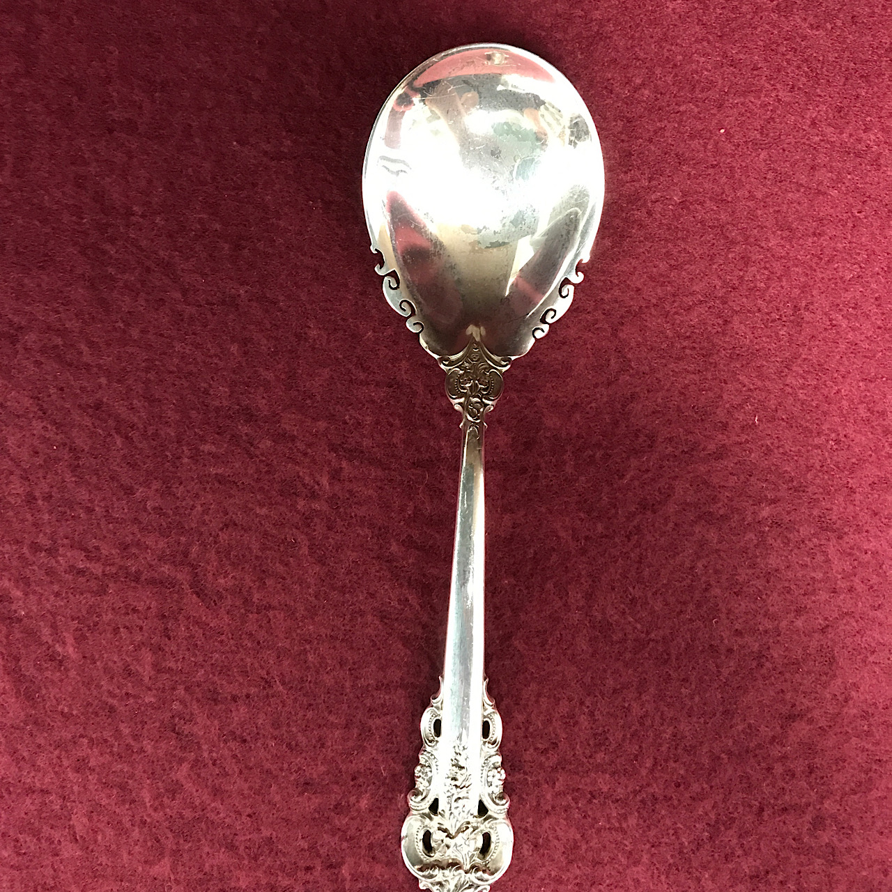 Rose by Wallace Sterling Silver Olive Spoon Pierced 5 3/4
